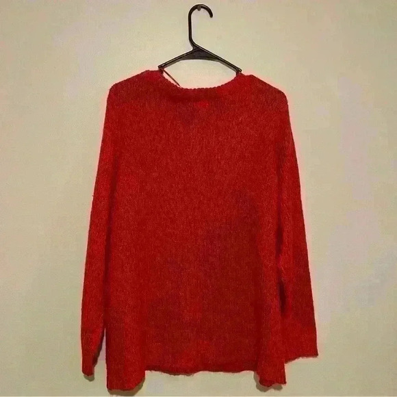 St. John's Bay Women's Size 1X Pullover Sweater Red Long Sleeve Bright Threads - Picture 2 of 11